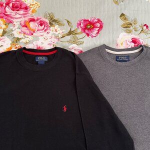 Polo by Ralph Lauren - 2 Waffle knit, crew neck shirts. Navy and Gray